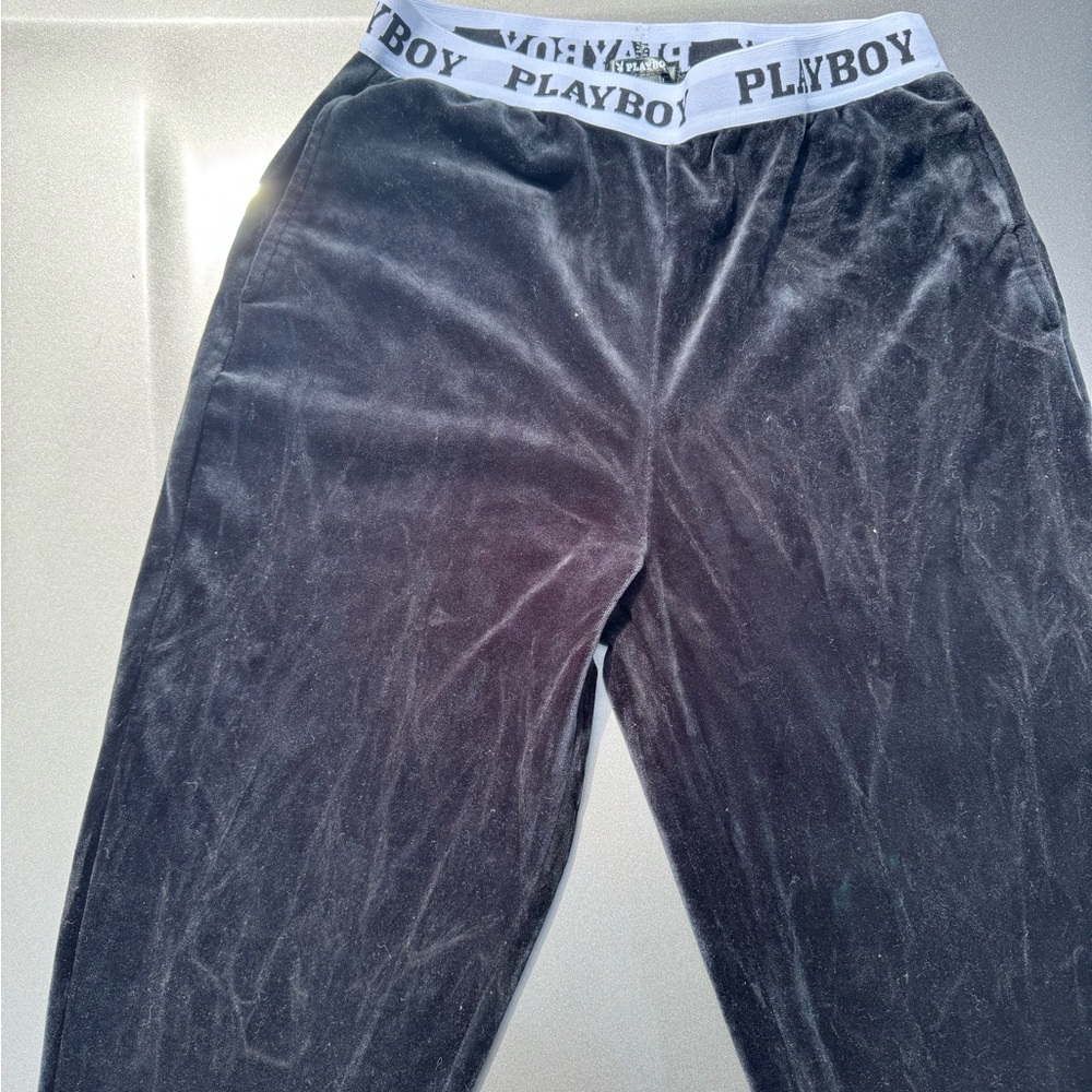 PLAYBOY Black Velour Lounge Pants